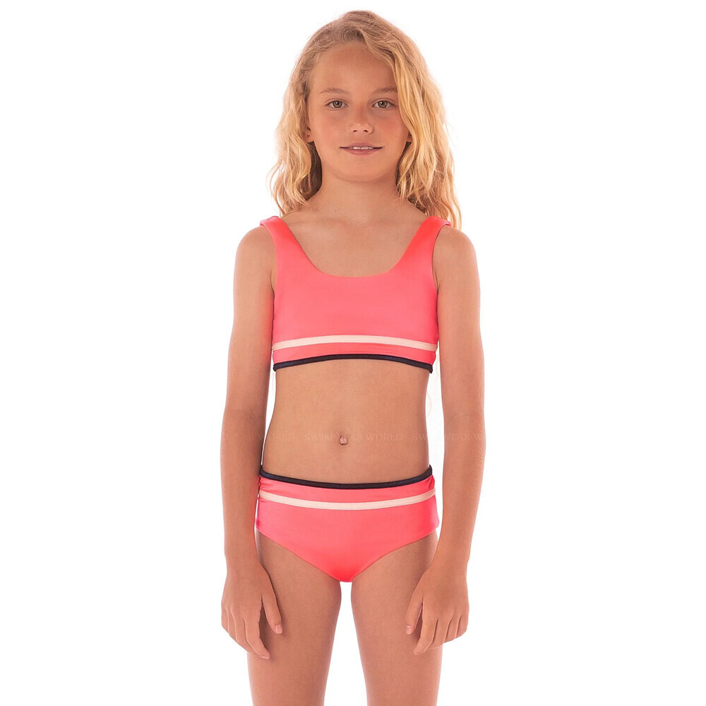 Maaji Retro Swim Set Girls 12 Cerise Stretch Scoop Neck Swimwear Beachy RED290
